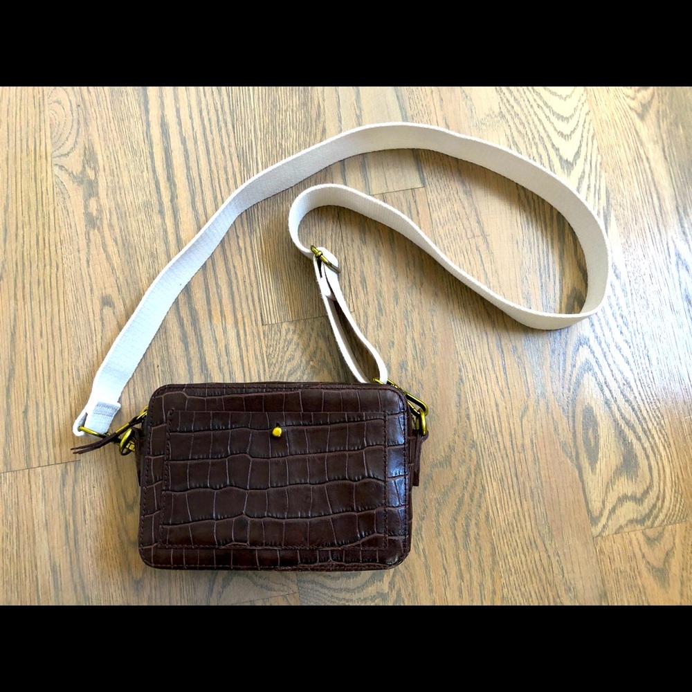 Madewell croc-embossed leather camera bag